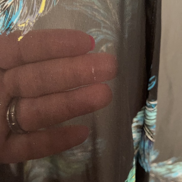 The Zig Zag Stripe sheer black feather kimono - Picture 7 of 12